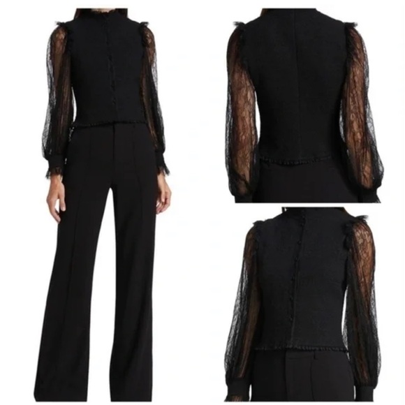 Alice + Olivia Aviva Smocked Lace Blouse - Picture 1 of 9